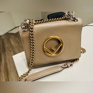 Fendi Kan Shoulder/crossbody gold&silver hardware. Prelove with signs of use.